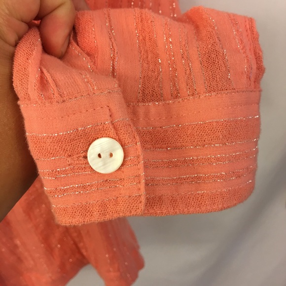 Chicos 1 Additions Shirt M Coral Metallic Top - Picture 4 of 6